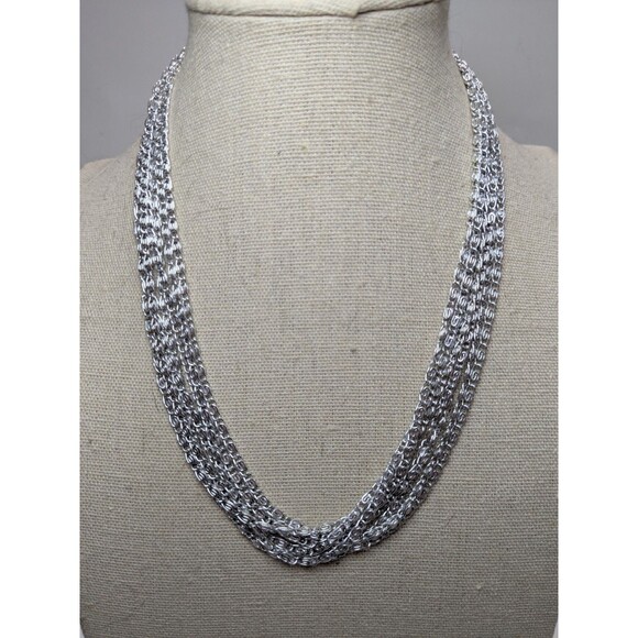 Vintage Sarah Coventry Multi Strand Silver Tone Chain Necklace - Picture 2 of 4